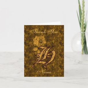 Monogramm Initiale H Gold Satin Pfingstrose Person Dankeskarte