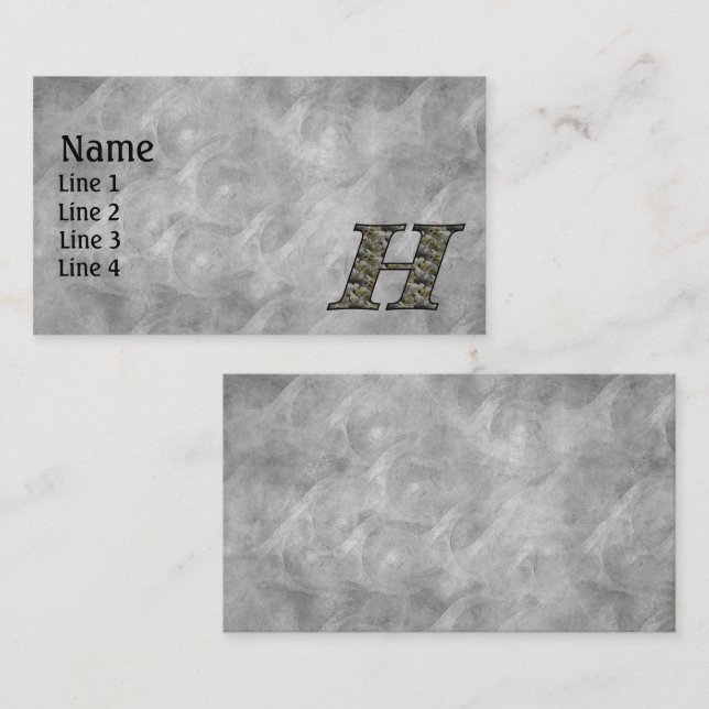 Monogramm Initiale H Hortensienblüten Visitenkarte (Vorne/Hinten)