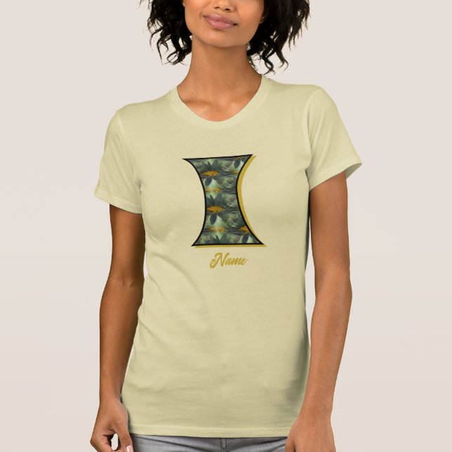 Monogramm Initiale I Gänseblümchen-Blumenkunst ind T-Shirt (Vorderseite)