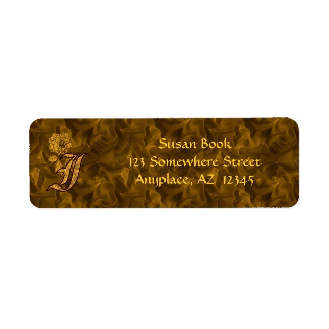 Monogramm Initiale I Gold Pfingstrose Rücksendeadr (Vorne)