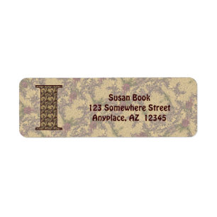 Monogramm Initiale I Vintage-Blumen-Rücksendeadres