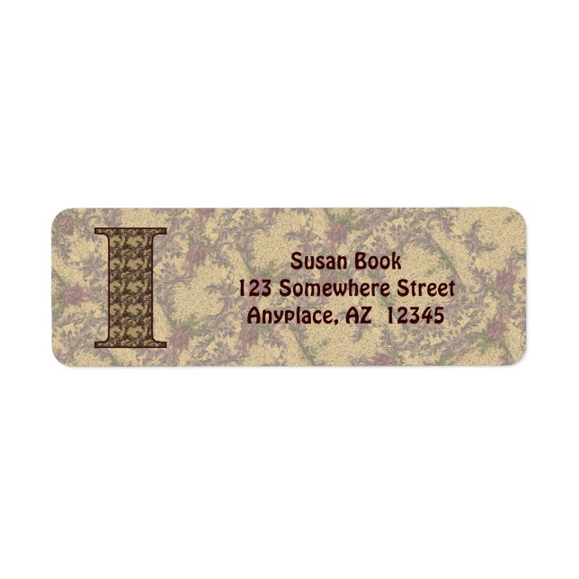Monogramm Initiale I Vintage-Blumen-Rücksendeadres (Vorne)