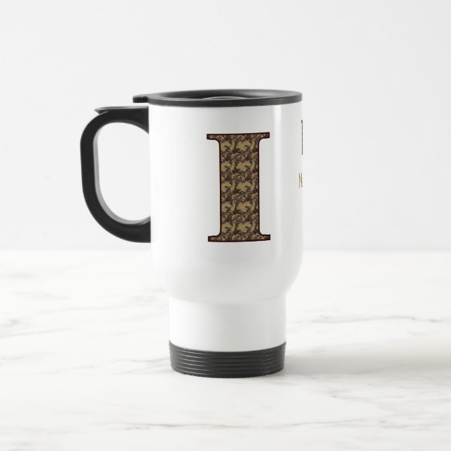 Monogramm Initiale I Vintage-Blumenmuster personal Reisebecher (Links)