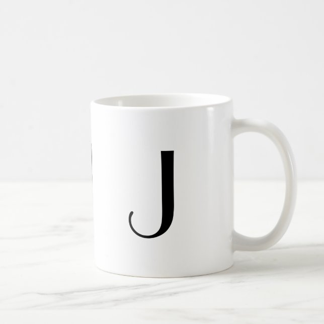 Monogramm Initiale J Schwarz-Weiß Moderne Kaffeeta Kaffeetasse (Rechts)