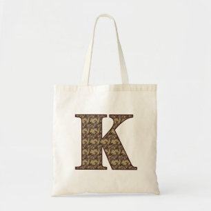Monogramm Initiale K Elegant Vintage Blumenmuster Tragetasche