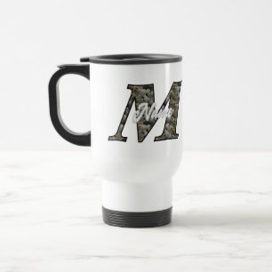 Monogramm Initiale M Hortensien Blumen Personalisi Reisebecher