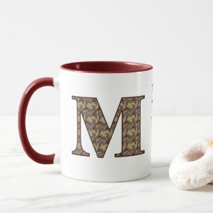 Monogramm Initiale M Vintage-Blumenmuster personal Tasse
