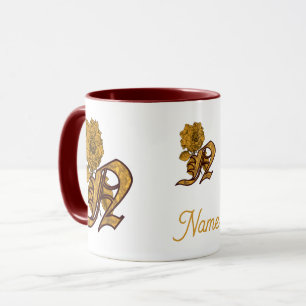 Monogramm Initiale N Gold Pfingstrose Personalisie Tasse