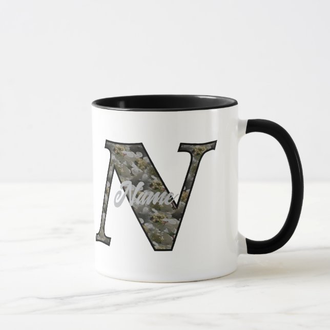 Monogramm Initiale N Hortensien Blumen Personalisi Tasse (Rechts)