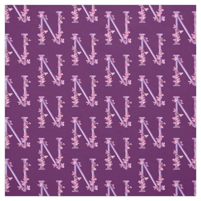 Monogramm initiale N lila Orchideenfarbe Stoff (Muster)