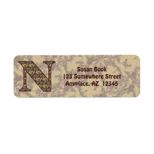 Monogramm Initiale N Vintage-Blumen-Rücksendeadres