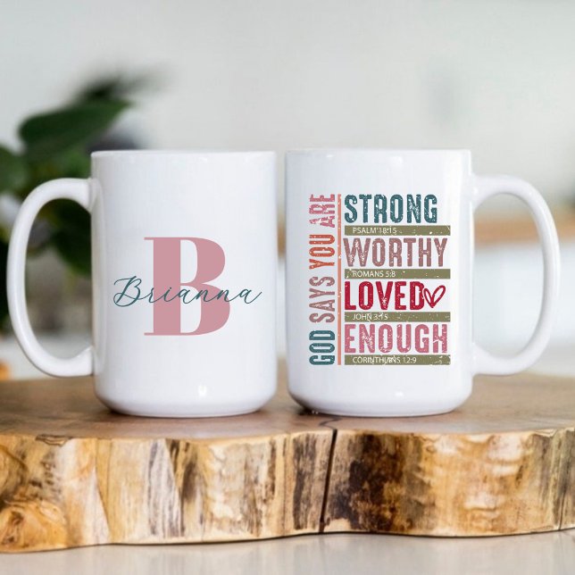 Monogramm Initiale Name Christlicher Glaube Kaffeetasse (Monogram Initial Name Christian Faith Based Coffee Mug)