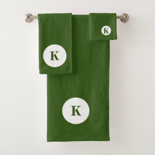 Monogramm Initiale Name dunkelgrüne farbenfrohe Mo Badhandtuch Set