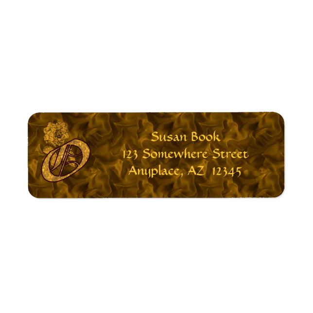 Monogramm Initiale O Goldene Pfingstrose Rücksende (Vorne)