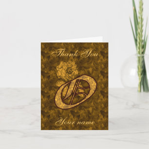 Monogramm Initiale O Goldsatin Pfingstrose Persona Dankeskarte