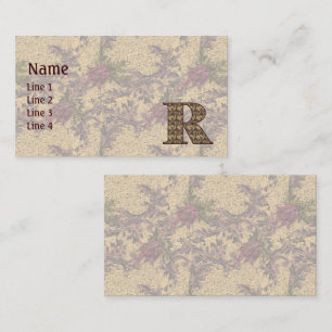 Monogramm Initiale R Elegant Vintage Blumenmuster Visitenkarte