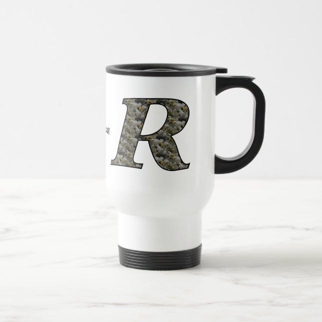 Monogramm Initiale R Hortensien Blumen Personalisi Reisebecher (Rechts)
