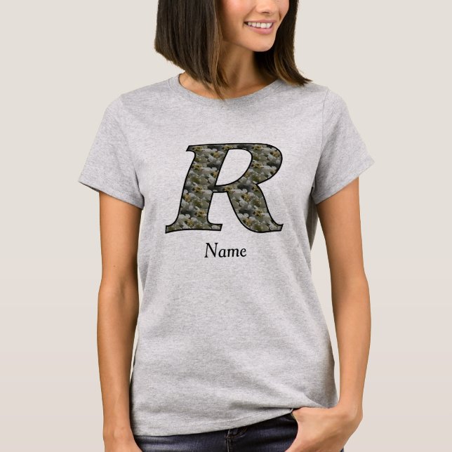 Monogramm Initiale R Hortensien Blumen Personalisi T-Shirt (Vorderseite)