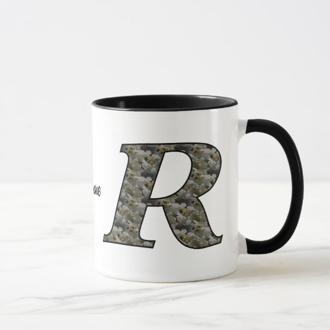 Monogramm Initiale R Hortensien Blumen Personalisi Tasse (Rechts)