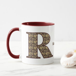 Monogramm Initiale R Vintage-Blumenmuster personal Tasse