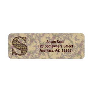 Monogramm Initiale S Vintage-Blumen-Rücksendeadres
