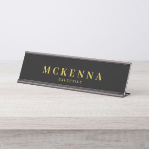 Monogramm Initiale Schwarz Gold Führungskraft Mita Schreibtischnamensplakette