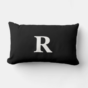 Monogramm Initiale Schwarz Weiß Einfach Elegantes Lendenkissen
