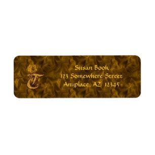 Monogramm Initiale T Gold Pfingstrose Rücksendeadr