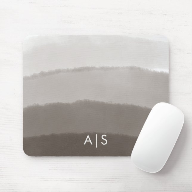 Monogramm Initiale Wasserfarbe Davy Gray Ombre Mousepad (Mit Mouse)