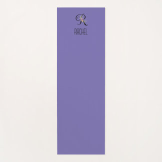 Monogramm Initiale Wasserfarben-Blume Lavendel Yogamatte