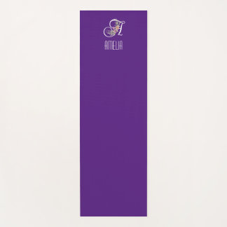 Monogramm Initiale Wasserfarben-Blume lila Yogamatte