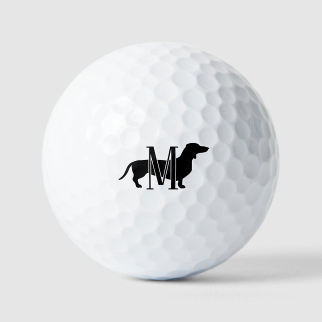 Monogramm Initiale Wiener Hund Silhouette  Golfball (Vorderseite)