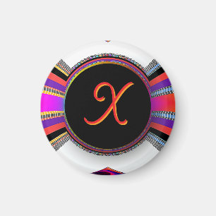 Monogramm Initiale X Regenbogen Magnet