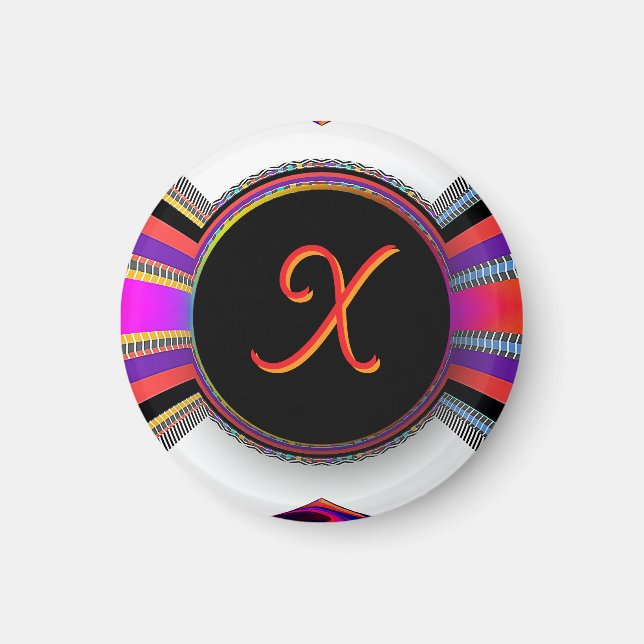 Monogramm Initiale X Regenbogen  Magnet (Vorne)