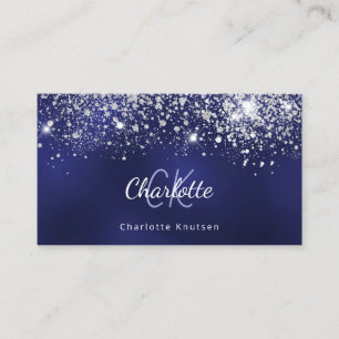 Monogramm-Initialen aus blauem Glitzer Visitenkarte