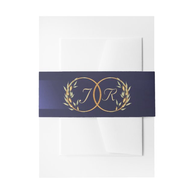 Monogramm-Initialen - Blau Einladungsbanderole (Vorderseite Beispiel)