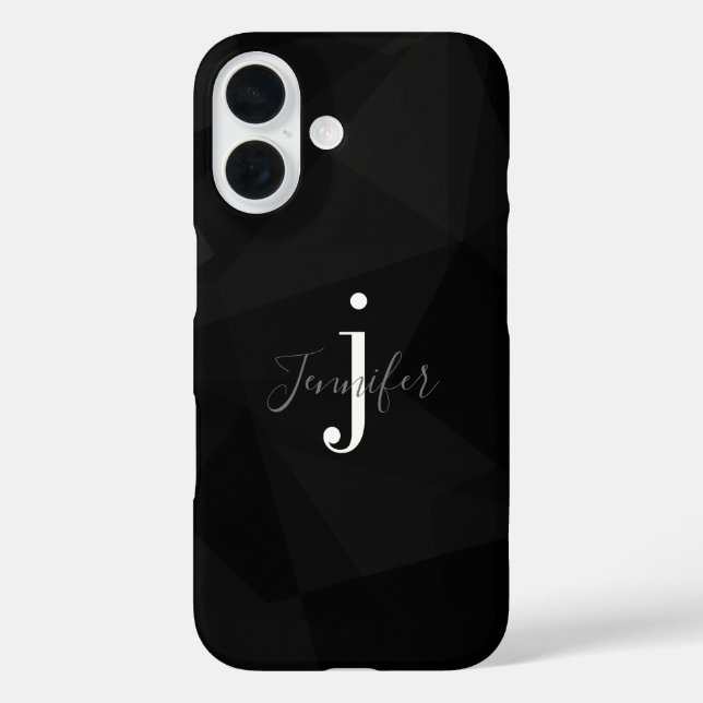Monogramm-Initialen der Black Modern Classy Indivi Case-Mate iPhone Hülle (Rückseite)