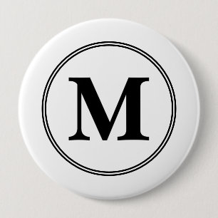 Monogramm-Initialen, einfach schwarz-weiß Button