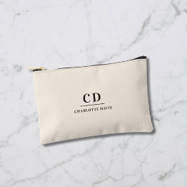 Monogramm-Initialen für Creamnamen minimalistisch Zubehörtasche