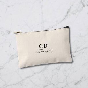 Monogramm-Initialen für Creamnamen minimalistisch Zubehörtasche
