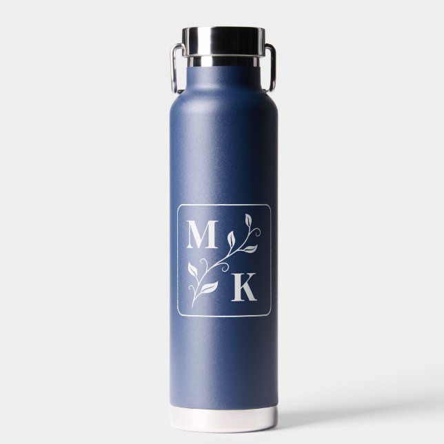 Monogramm-Initialen für einfache Pflanze Trinkflasche (Vorne)