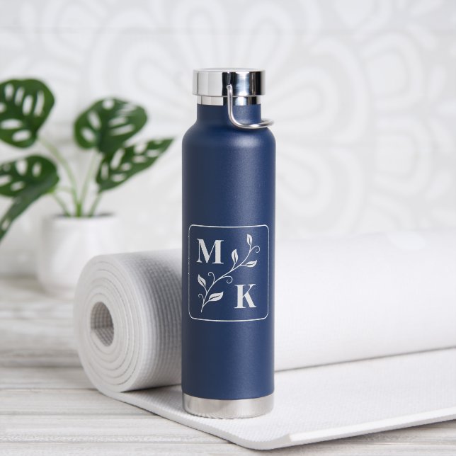 Monogramm-Initialen für einfache Pflanze Trinkflasche (Yoga (gedreht))
