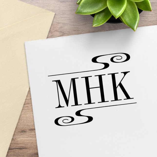 Monogramm-Initialen für einfache Wirbel Gummistempel (Von Creator hochgeladen)