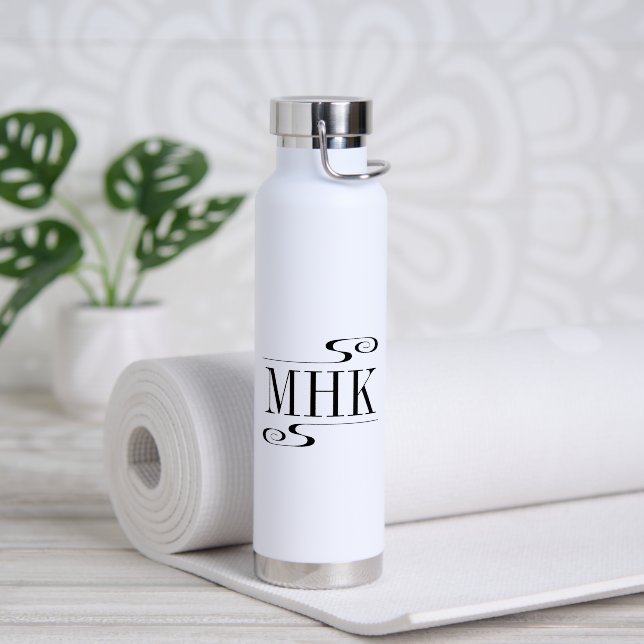 Monogramm-Initialen für einfache Wirbel Trinkflasche (Yoga (gedreht))