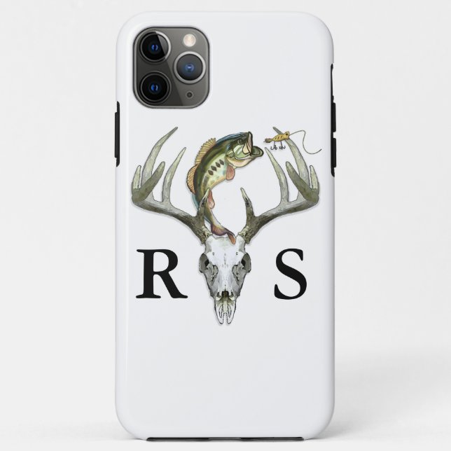 Monogramm-Initialen für rustikale Hirschantler Case-Mate iPhone Hülle (Rückseite)