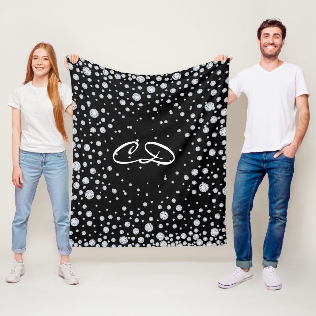 Monogramm-Initialen für Schwarz-weiße Diamanten Fleecedecke (Beispiel)