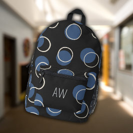 Monogramm-Initialen für schwarze und blaue geometr Bedruckter Rucksack