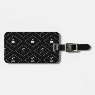 Monogramm-Initialen geometrisches Muster Schwarz Gepäckanhänger
