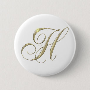 Monogramm-Initialen-Geschenk des Goldbuchstabe-H Button