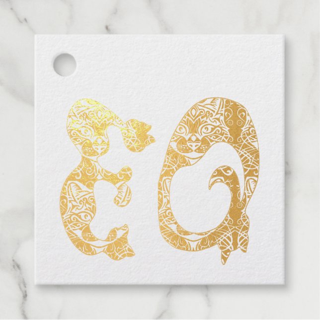 Monogramm-Initialen in Kat-Englisch Geschenkanhänger (Vorderseite)